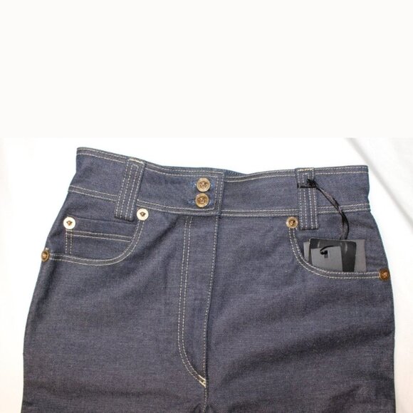 $795 Versace Jeans Women's Dark Blue Gold Medusa Jeans Pants Size 25,27,28,32 - Picture 5 of 10